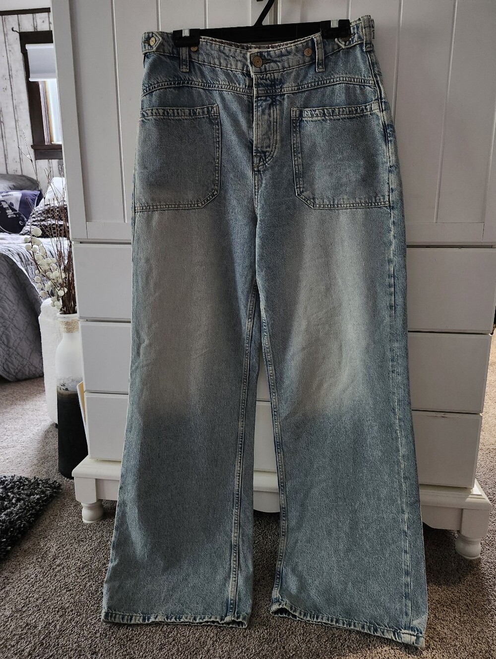 We The Free Womens Wide-Leg Light Blue Denim Jeans Sz 29